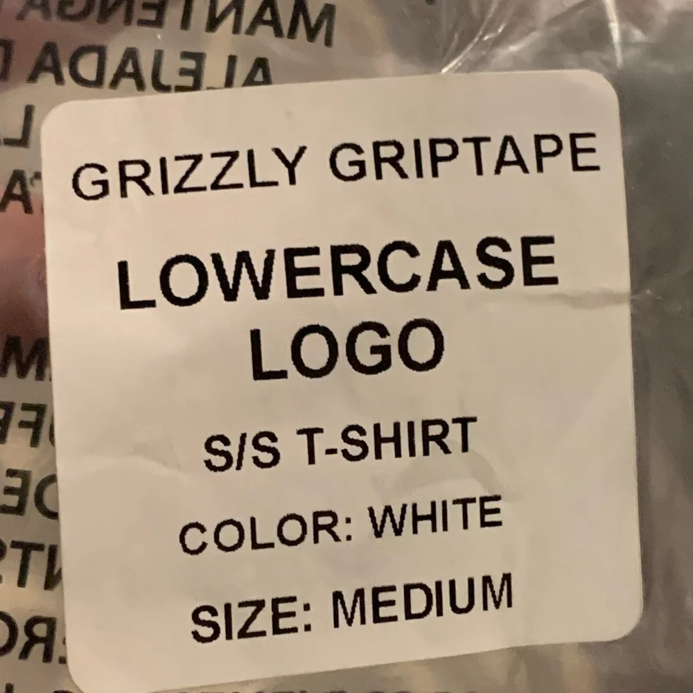 NWT GRIZZLY GRIP TAPE AUTHENTIC MEDIUM WHITE TEE WITH BLACK TYPE LOGO - Picture 3 of 6